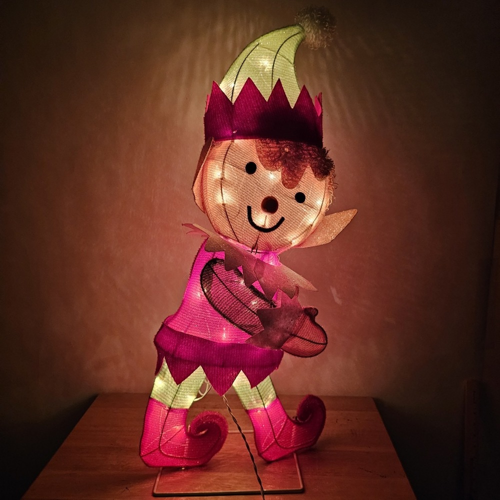 Christmas 31-Inch Light-Up Elf Indoor or Outdoor Yard Decoration Plug In Holiday